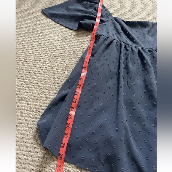 New Altar’d State Romper Dress Size Large Blue Lined Dots Flutter Sleeves - Picture 8 of 9